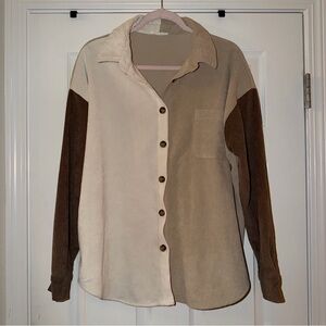 Blu Pepper Colorblock Corduroy Shacket
